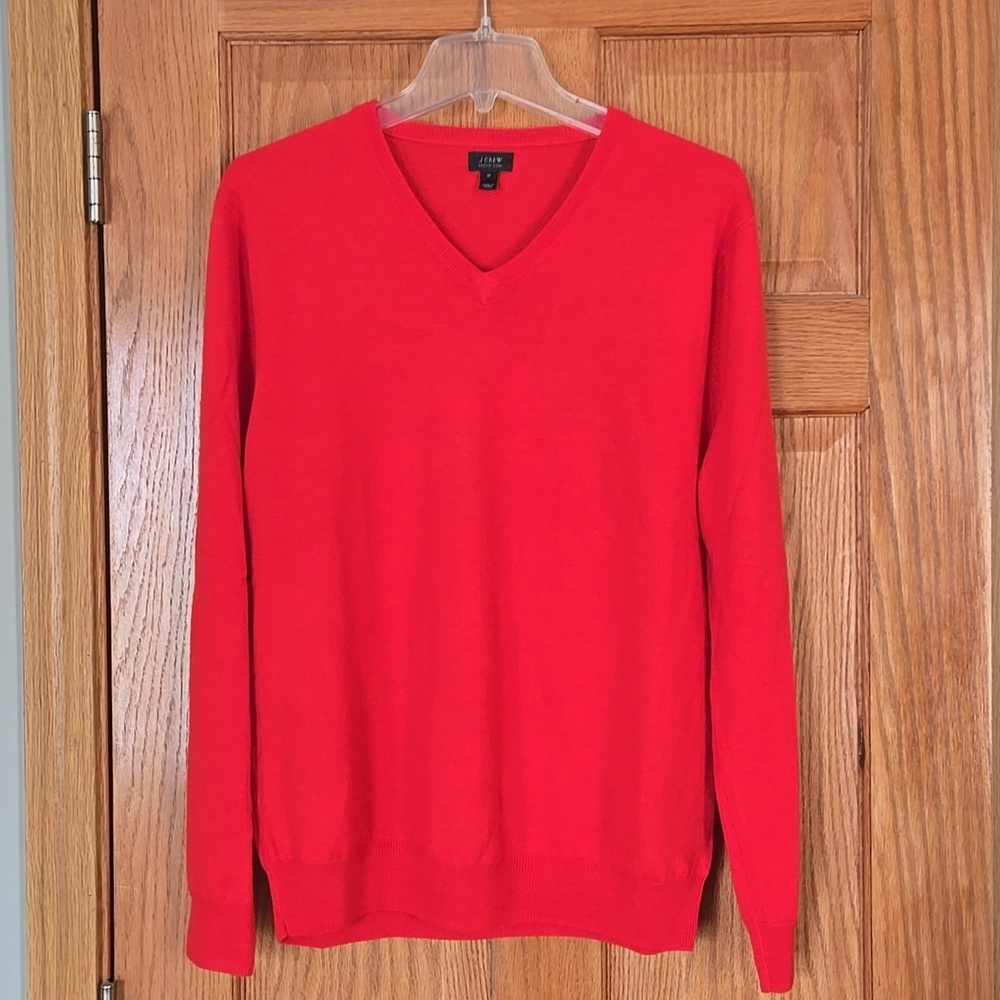 J.Crew Men's Merino Wool Sweater in Tomato Red MEDIUM
